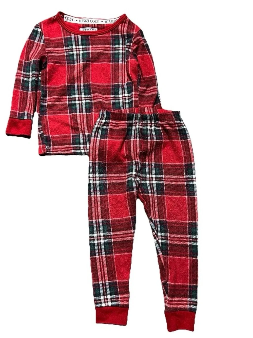 Toddler Winter Pajamas Red Green Plaid Spider Man Size 12-18 Months